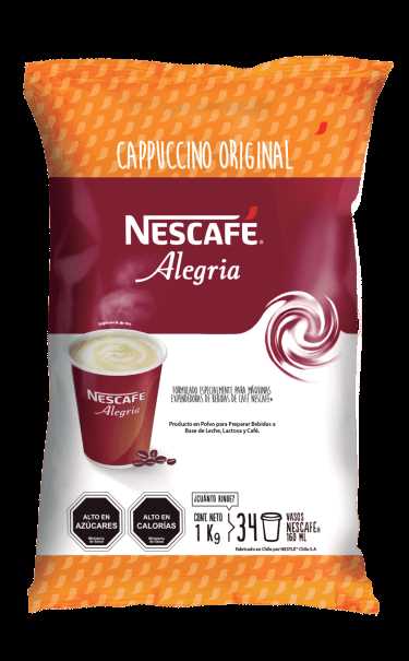 Información nutricional de un latte de Nescafe